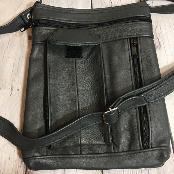 Gray leather functional pocket crossbody - Picture 9 of 9